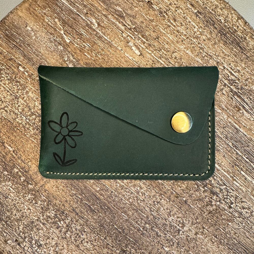 Genuine Leather Wallet  DARK GREEN Credit Card Holder Wallet NEW FAST SHIP